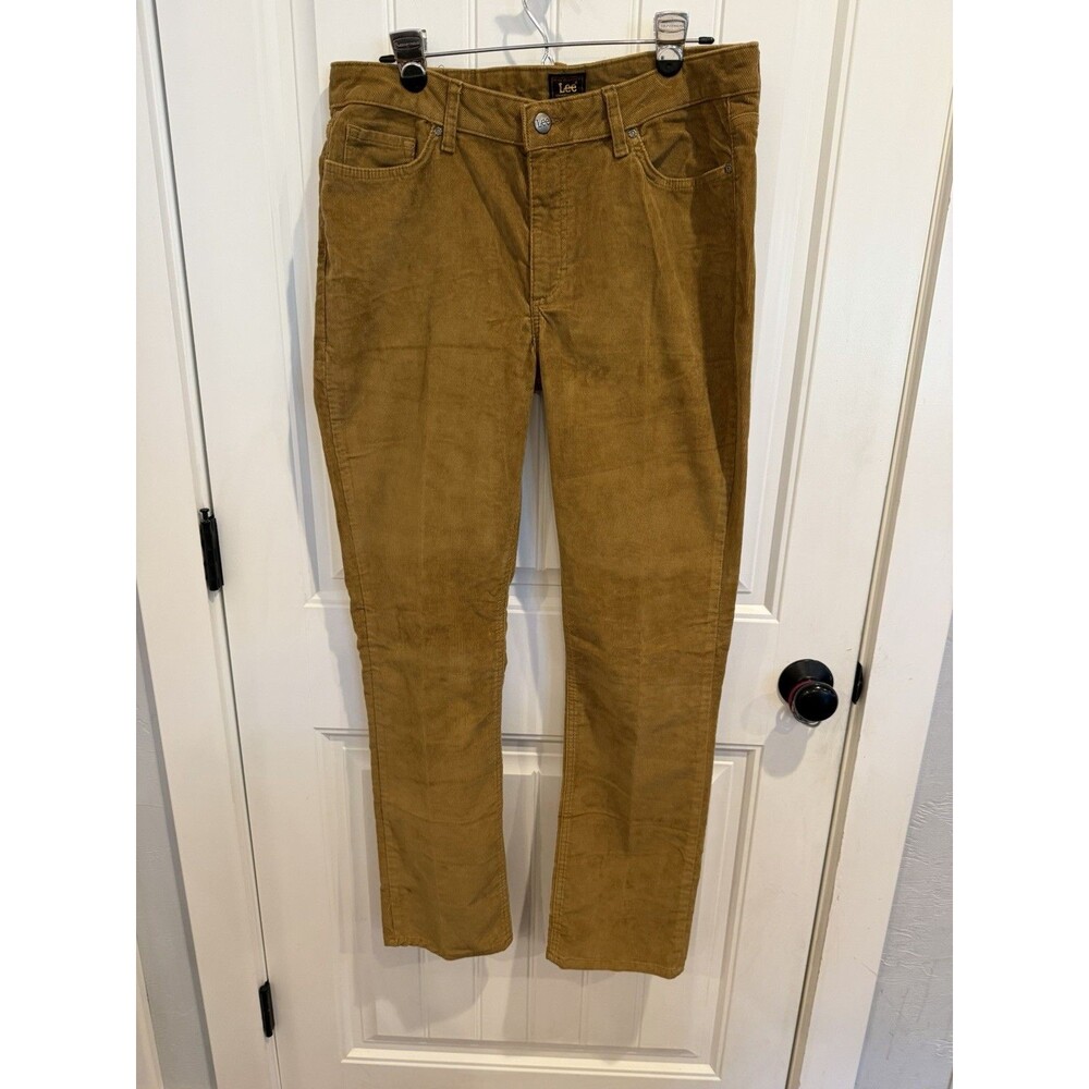 Lee Womens 14 Long Corduroy Pants Camel Brown Straight Leg 5 Pocket NWOT